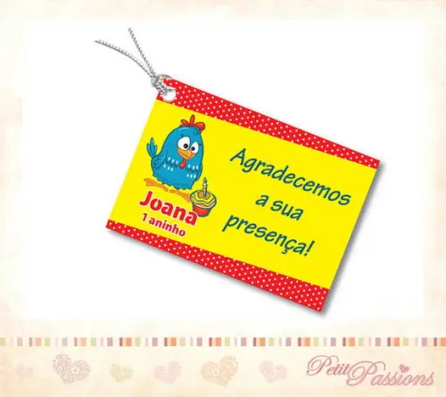 Tag - Galinha Pintadinha Vermelho