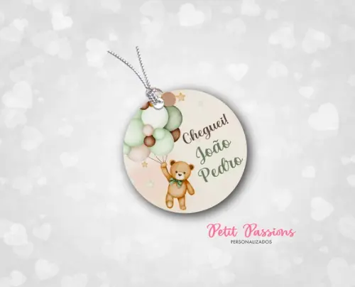 Tag Personalizado 3,5 cm - Ursinho Verde - 120 Unidades.