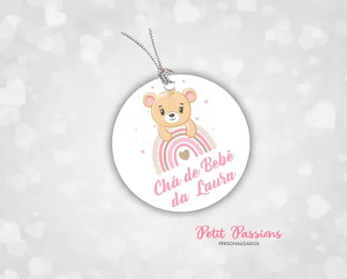 Tag Redonda 3,5 cm - Ursinha Rosa