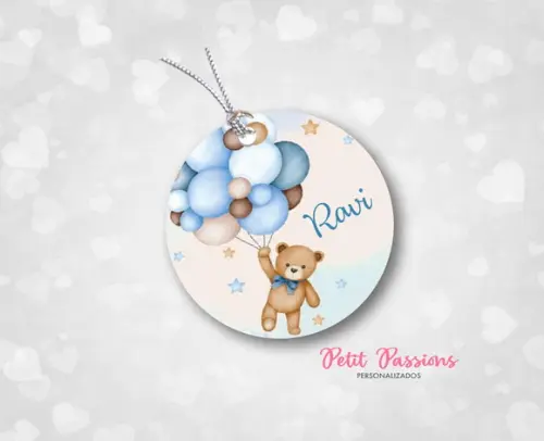 Tag Redondo 4,8 cm - Ursinho Azul