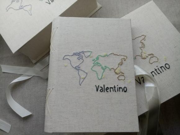 Álbum de Fotos A5 Mapa Mundi Bordado
