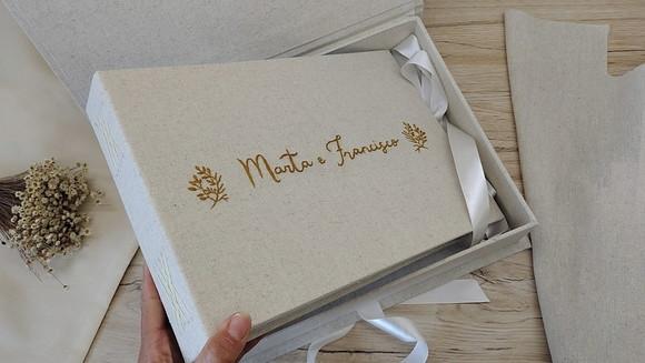 Caixa e Álbum A4 Casamento Folhas