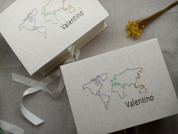 Caixa e Álbum A5 Bordado Mapa Mundi