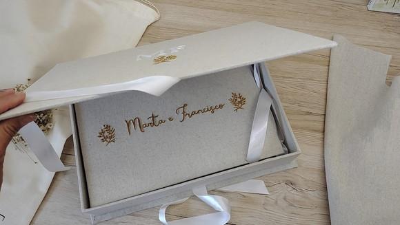 Caixa e Álbum A4 Casamento Folhas