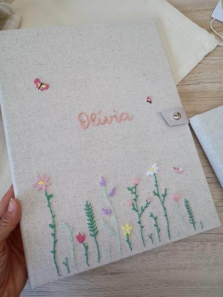 Kit Álbum A4,livro do Bebê,capa Caderneta Vaci Jardim Lilás