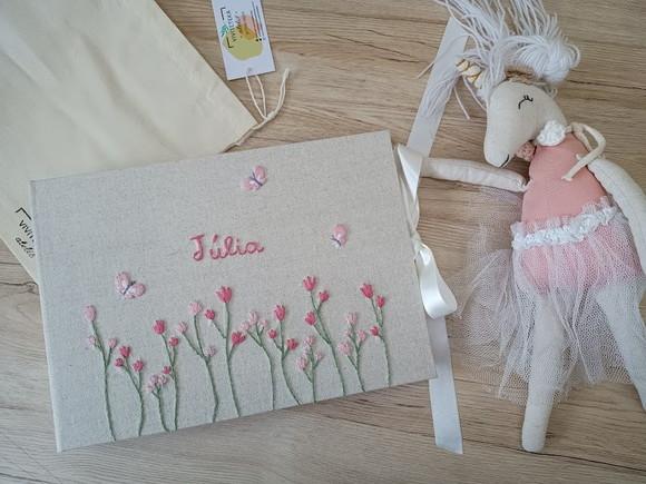 Kit Álbum A4,livro do Bebê, Porta Caderneta Vaci Tulipas