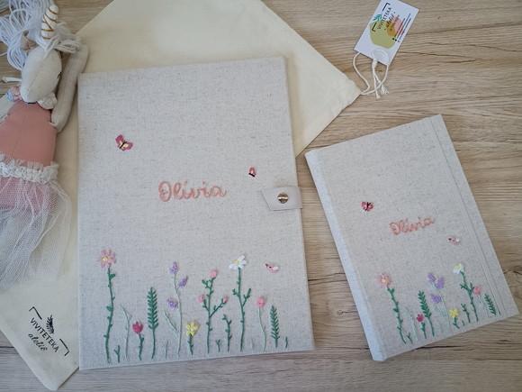Kit Álbum A4,livro do Bebê,capa Caderneta Vaci Jardim Lilás