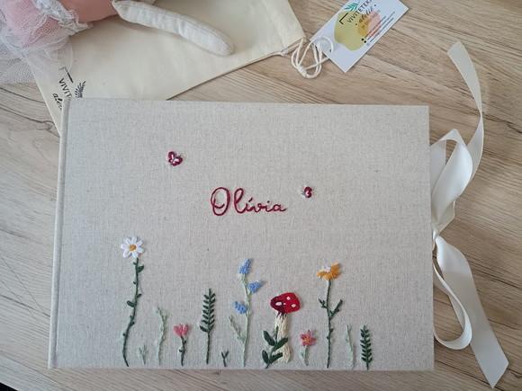 Kit Álbum A4,livro do Bebê, Porta Caderneta Vaci Cogumelo