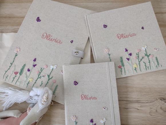 Kit Lv do Bebê,pasta Certidão,porta Cadern. Va Bordado a Mão