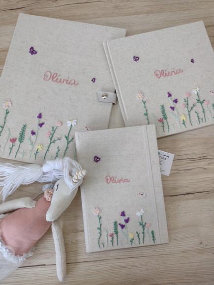Kit Lv do Bebê,pasta Certidão,porta Cadern. Va Bordado a Mão
