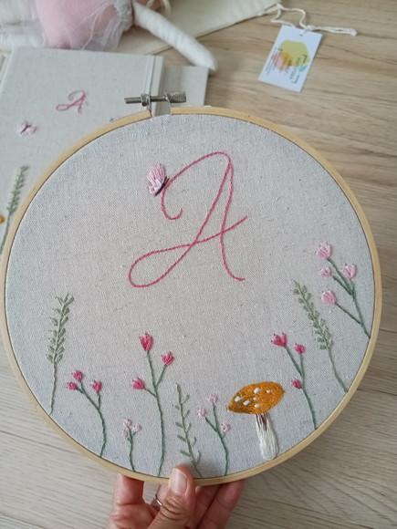 Porta Maternidade Jardim Tulipas e Cogumelos Bordado 25cm