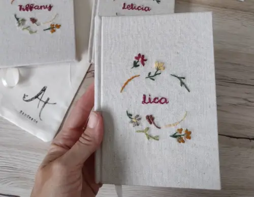 Caderno Bordado 10x15 Floral