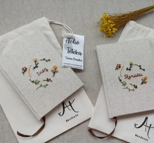 Caderno Bordado 10x15 Floral