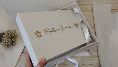 Caixa e Álbum A4 Casamento Folhas