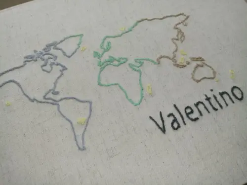 Caixa e Álbum A5 Bordado Mapa Mundi