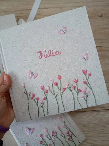 Kit Álbum A4,livro do Bebê, Porta Caderneta Vaci Tulipas