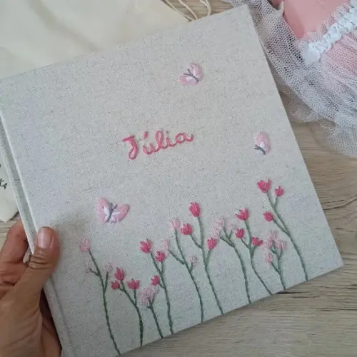 Kit Liv Bebê+port Caderneta Vacina+cadernoa5 Tulipas Bordada