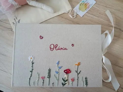 Kit Álbum A4,livro do Bebê, Porta Caderneta Vaci Cogumelo