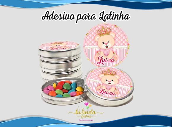Adesivo Redondo Latinha Ursinha Princesa