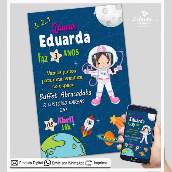 Convite Digital Astronauta Menina