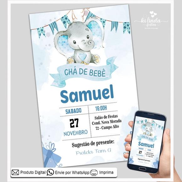 Convite Digital Chá de Bebê Elefantinho