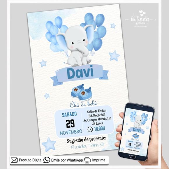 Convite Digital Chá de Bebê Elefantinho