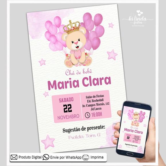 Convite Digital Chá de Bebê Ursinha