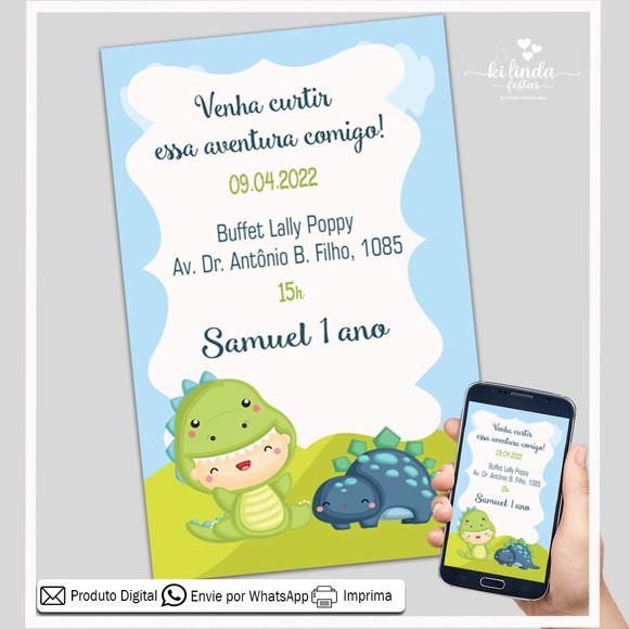 Convite Digital Dinossauro Baby Cute