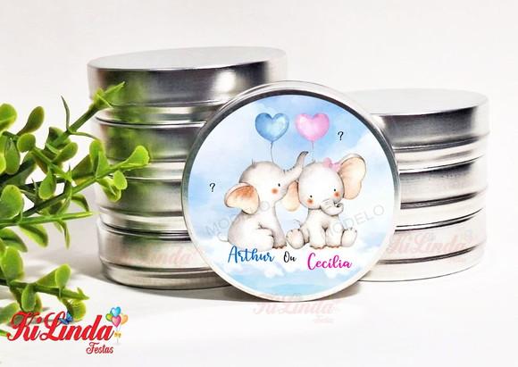 Latinha Personalizada Lembrancinha Chá Revelação Elefantinho