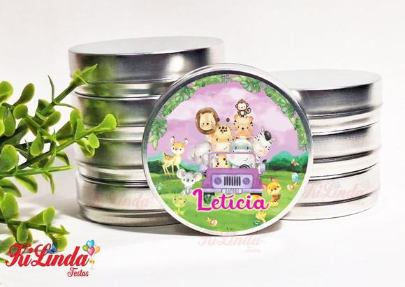 Latinha Personalizada para Lembrancinha Safari Rosa Menina