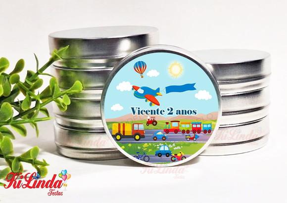 Latinha Personalizada para Lembrancinha Meios de Transporte