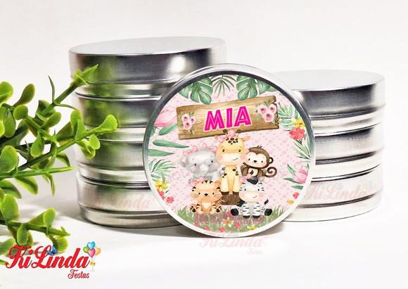Latinha Personalizada para Lembrancinha Safari Rosa Menina