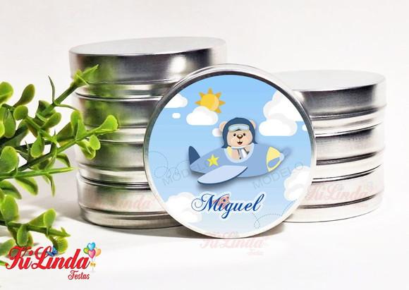 Latinha Personalizada para Lembrancinha Ursinho Aviador