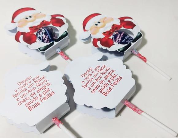 Lembrancinha de Natal Capa para Pirulito Papai Noel