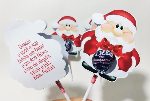 Lembrancinha de Natal Capa para Pirulito Papai Noel