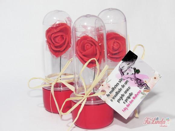 Mini Rosa no Tubete Lembrancinha dia das Mulheres