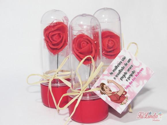 Mini Rosa no Tubete Lembrancinha dia das Mulheres