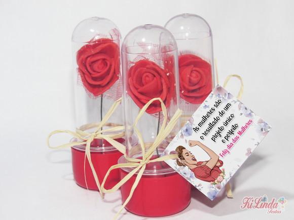 Mini Rosa no Tubete Lembrancinha dia das Mulheres