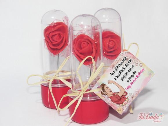 Mini Rosa no Tubete Lembrancinha dia das Mulheres