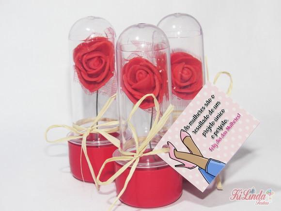 Mini Rosa no Tubete Lembrancinha dia das Mulheres
