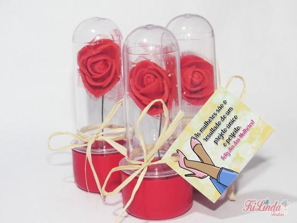Mini Rosa no Tubete Lembrancinha dia das Mulheres