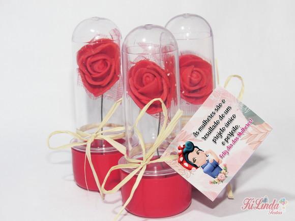 Mini Rosa no Tubete Lembrancinha dia das Mulheres