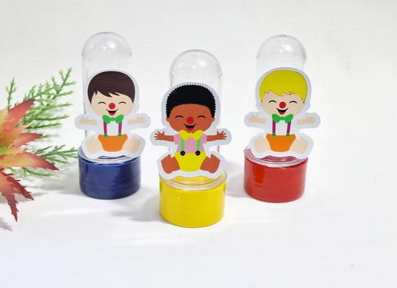 Mini Tubete com Aplique 3d Palhacinhos Cute
