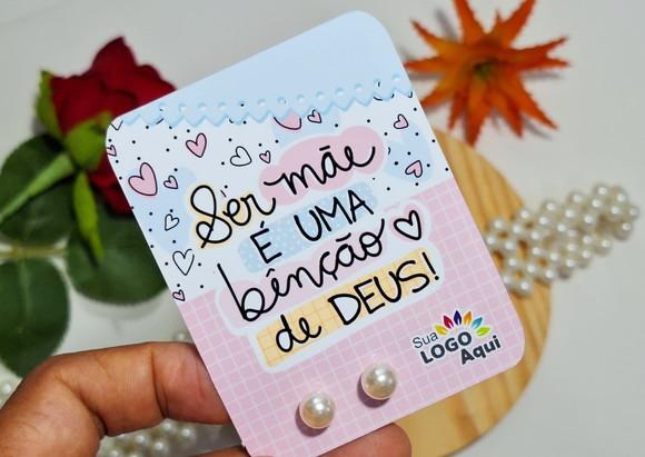 Tag com Brinco Pérola Dia das Mães Lembrancinha Dia das Mães