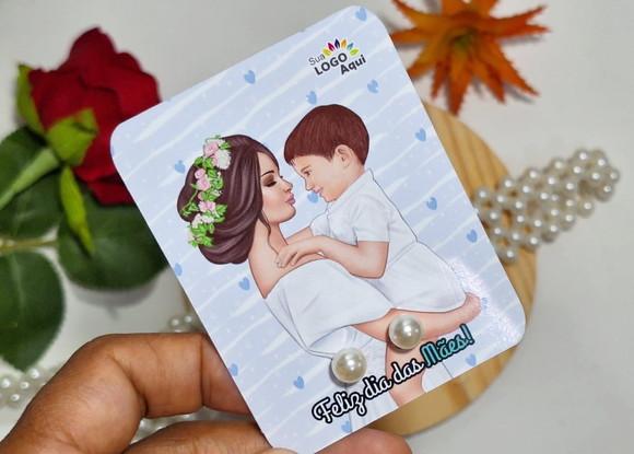 Tag com Brinco Pérola Dia das Mães Lembrancinha Dia das Mães