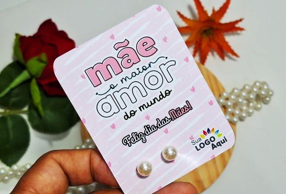 Tag com Brinco Pérola Dia das Mães Lembrancinha Dia das Mães