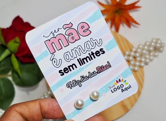 Tag com Brinco Pérola Dia das Mães Lembrancinha Dia das Mães
