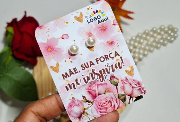 Tag com Brinco Pérola Dia das Mães Lembrancinha Dia das Mães