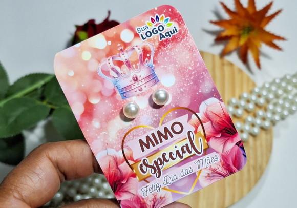 Tag com Brinco Pérola Dia das Mães Lembrancinha Dia das Mães