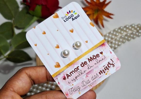 Tag com Brinco Pérola Dia das Mães Lembrancinha Dia das Mães